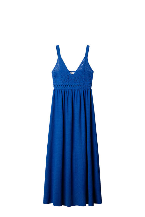 Springfield Crochet strap midi dress blue