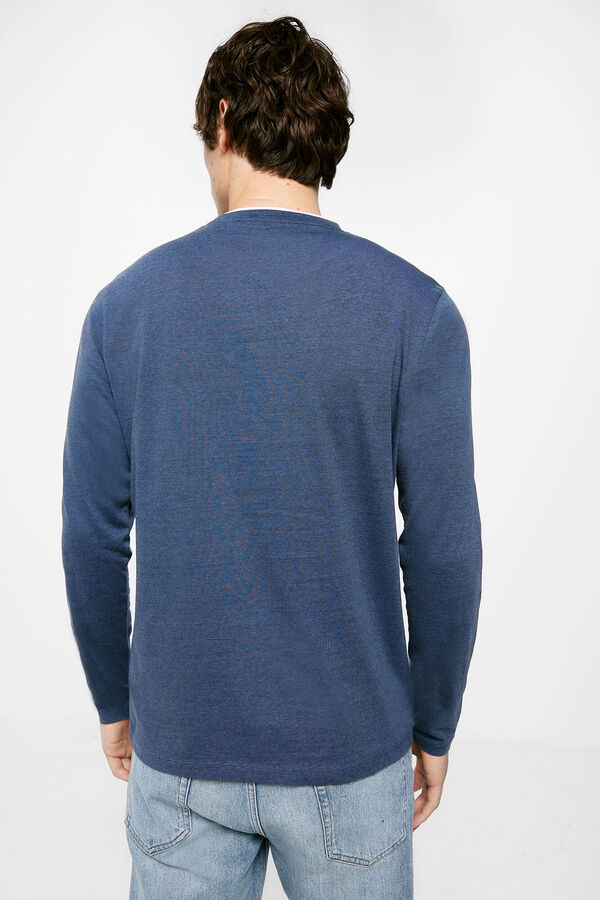 Springfield T-shirt à manches longues double rayure bleu indigo