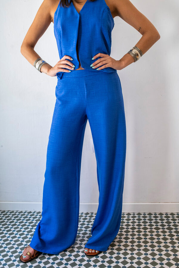 Cul Sac Pantal&oacute;n palazzo el&aacute;stico azul