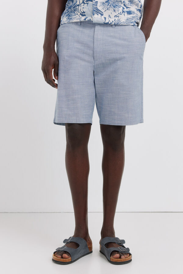 Springfield Bermude od chambray tkanine udobnog slim fit kroja Plava