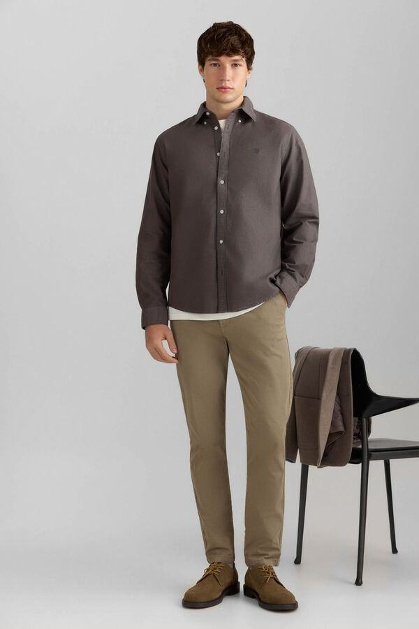 Springfield Garment-dyed oxford shirt grey