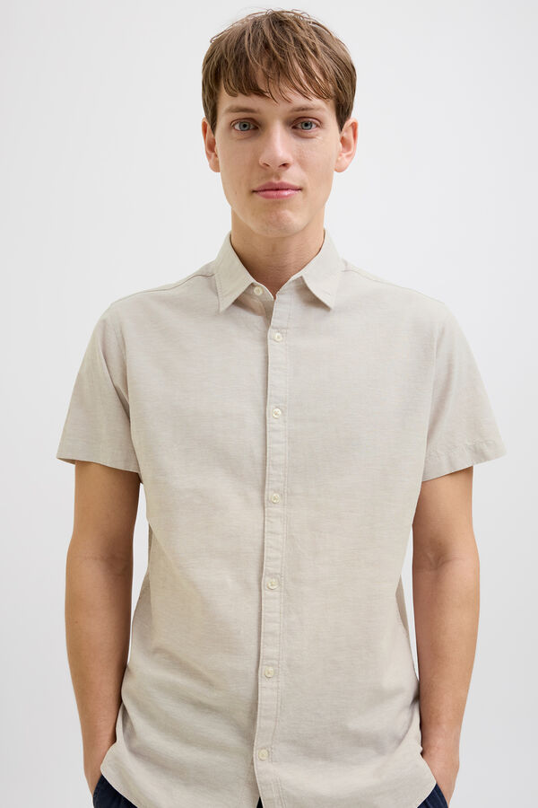 JJ REBEL Linen comfort fit shirt grey