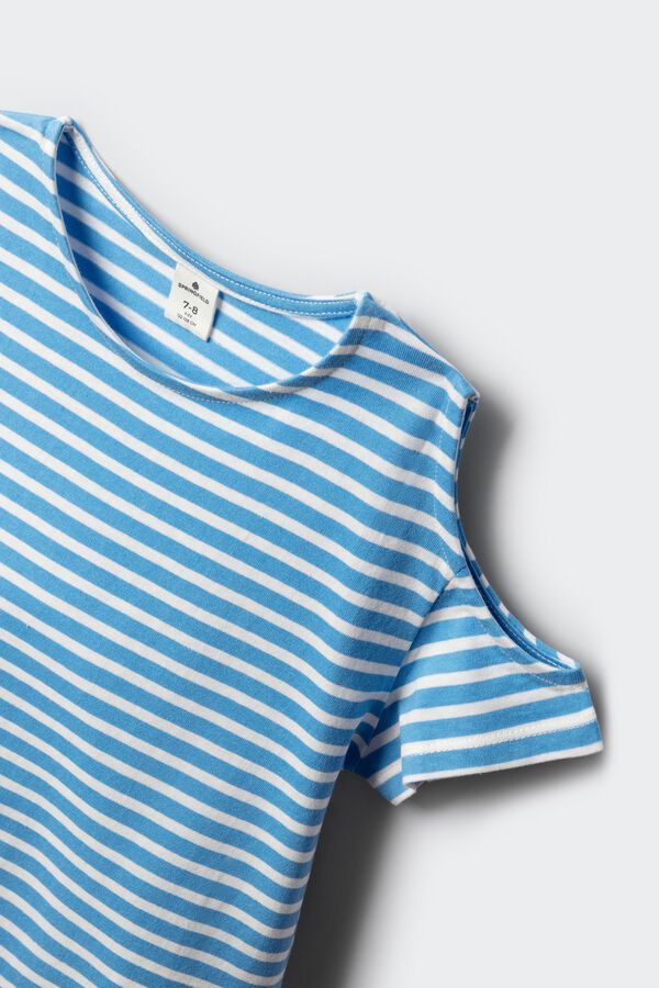 Springfield Kids Majica kratkih rukava za devojčice sa otvorenim ramenima Plava