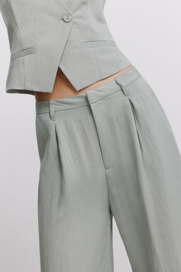 Springfield Pleated wide-leg trousers green