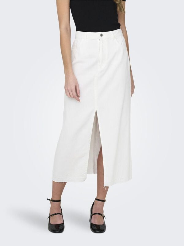 Springfield White denim midi skirt white