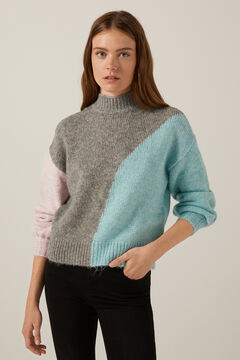 Springfield Wool blend colour block jumper grey