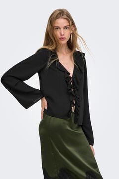 Only Blusa con volantes negro