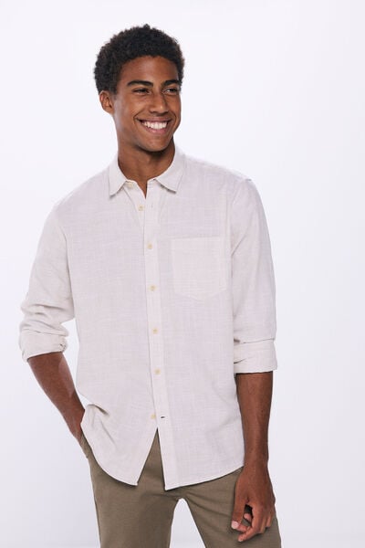 Springfield Two-tone structured shirt camel