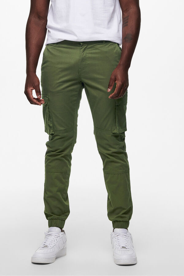 Only & Sons Long cargo trousers green