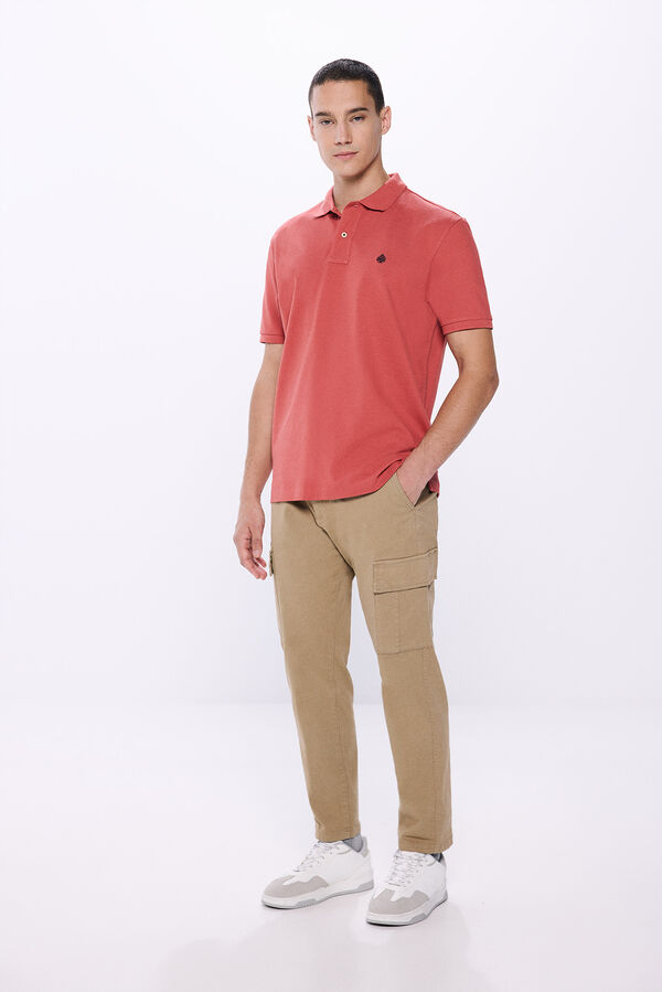 Springfield Regular fit basic piqué polo terracotta