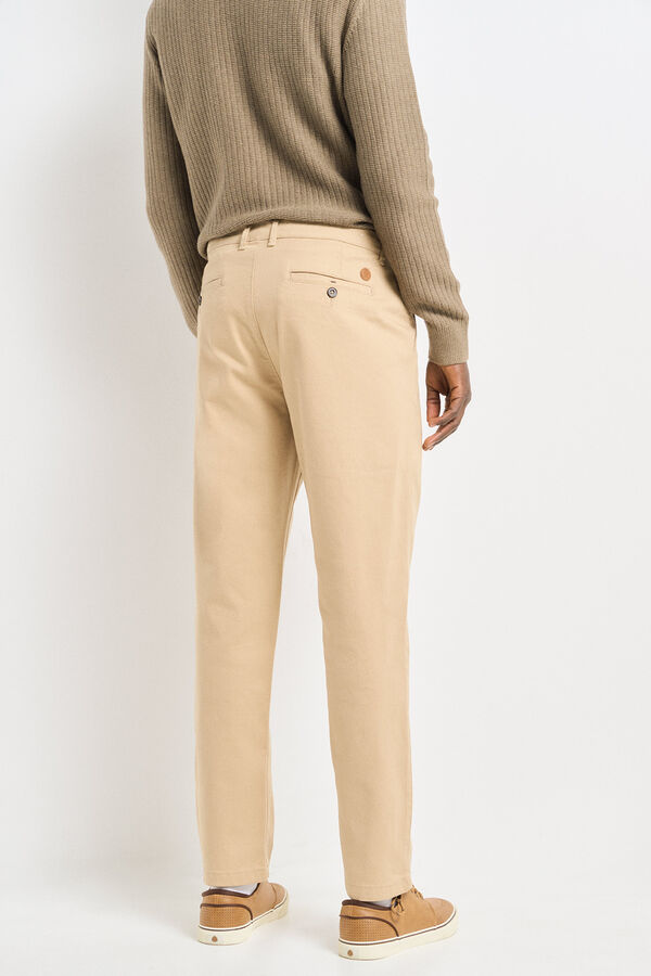 Springfield Calças chino cor corte comfort slim fit camel