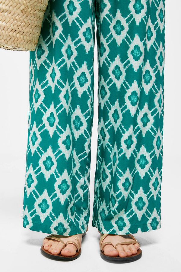 Springfield Printed fluid trousers green