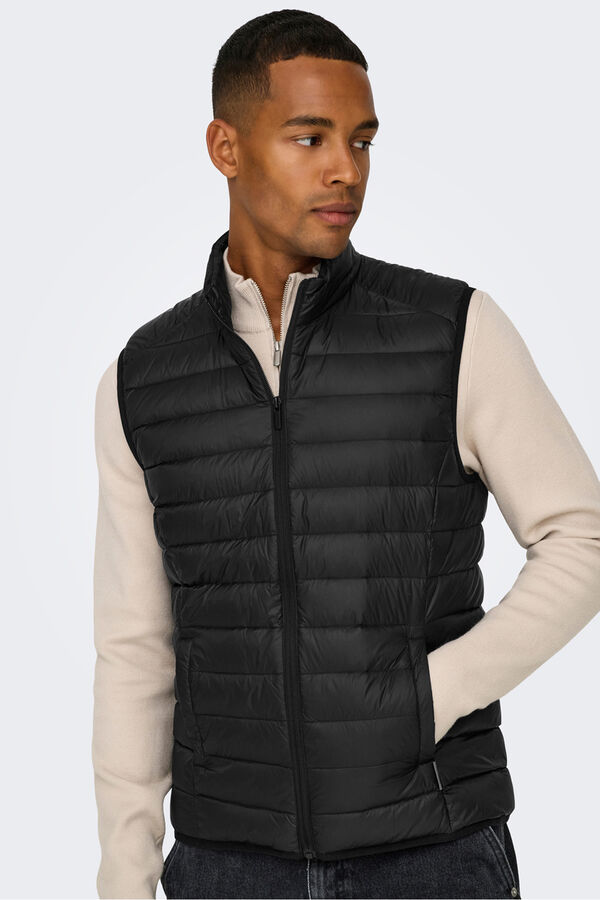 Only & Sons Lightweight puffer gilet black