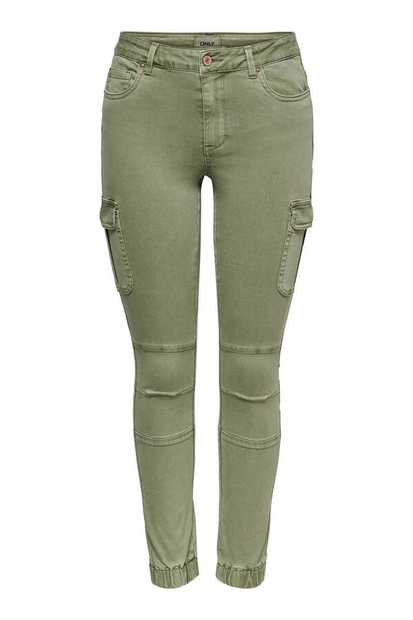 Springfield Jeans skinny cargo com bolsos laterais verde