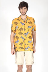 Springfield Kurzärmeliges Hemd mit Print camel