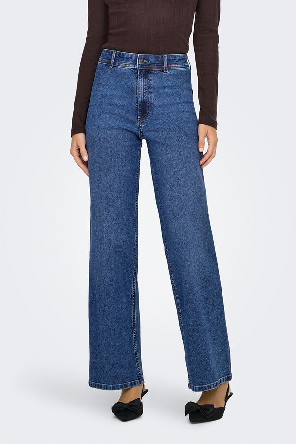 JDY Jeans wideleg tiro alto azul