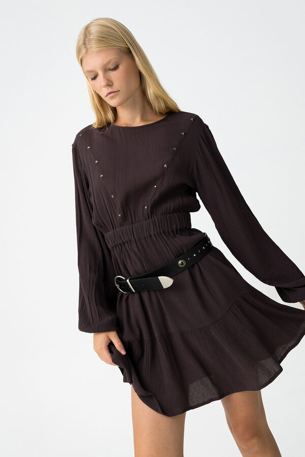 Tiffosi Dress with Metallic Details Braon