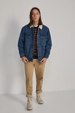 Springfield Denim jacket with faux shearling blue
