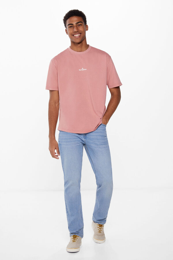 Springfield Washed T-shirt with logo pink