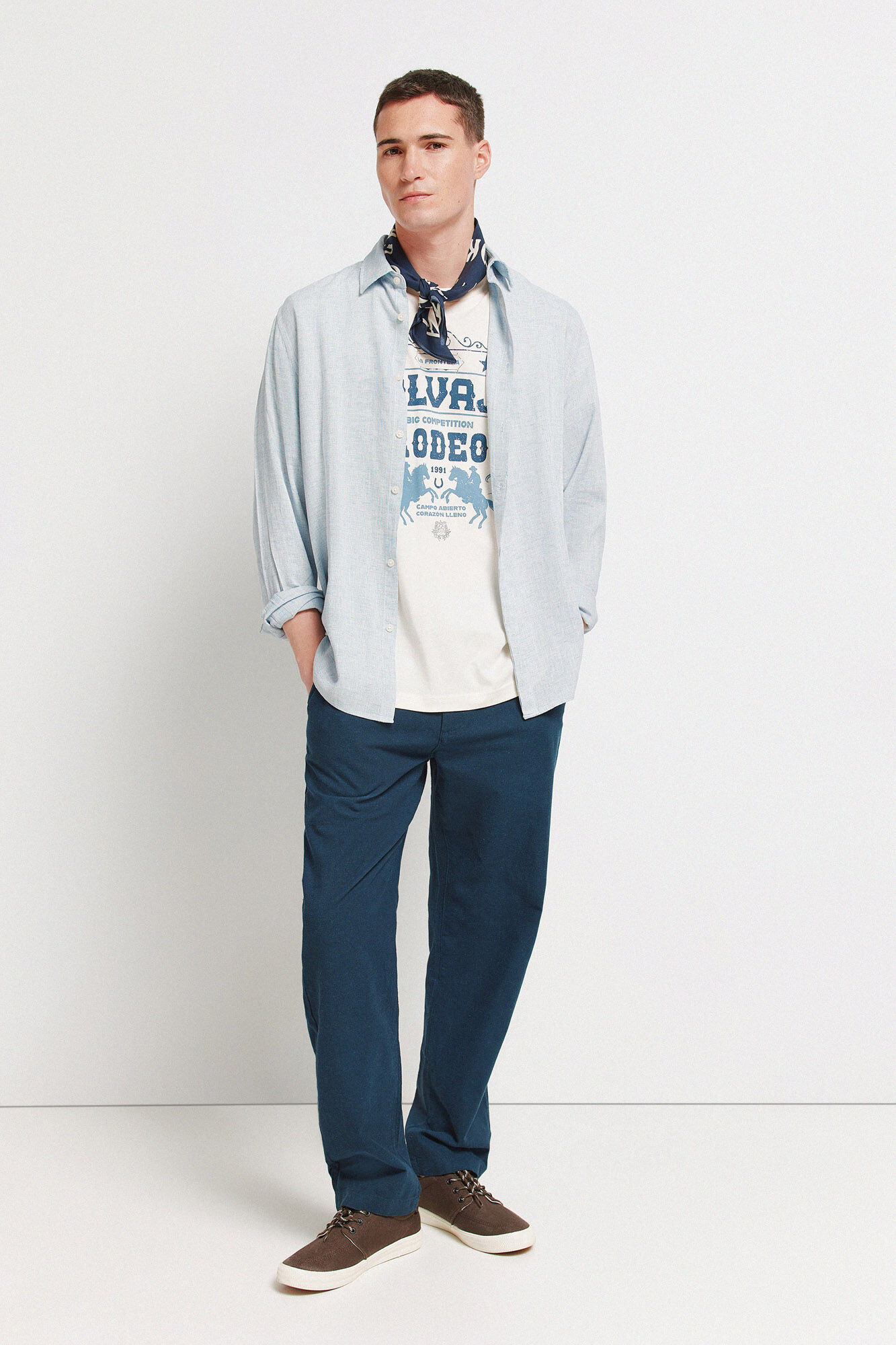 Springfield End-on-end linen viscose shirt
