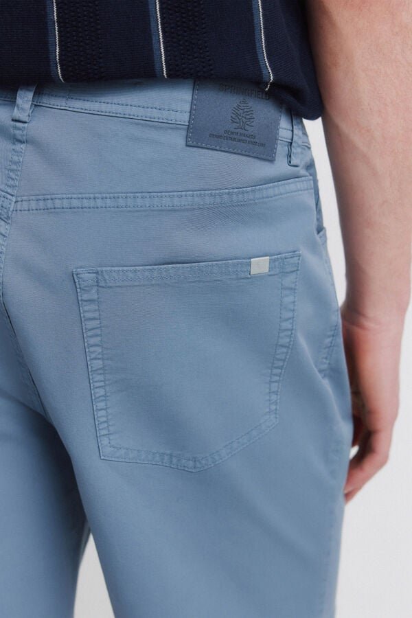 Springfield Lightweight 5-pocket washed regular fit Bermuda shorts blue