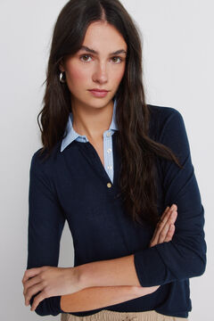 Springfield Dvomaterijalna pletena polo majica dugih rukava