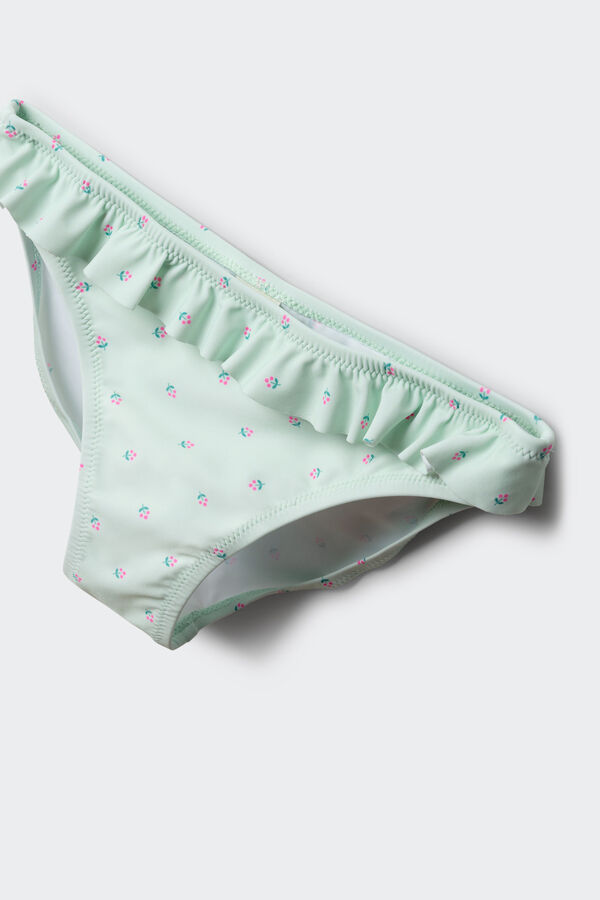 Springfield Kids Bikini za devojčice sa cvetnim dezenom i teksturom saća Zelena