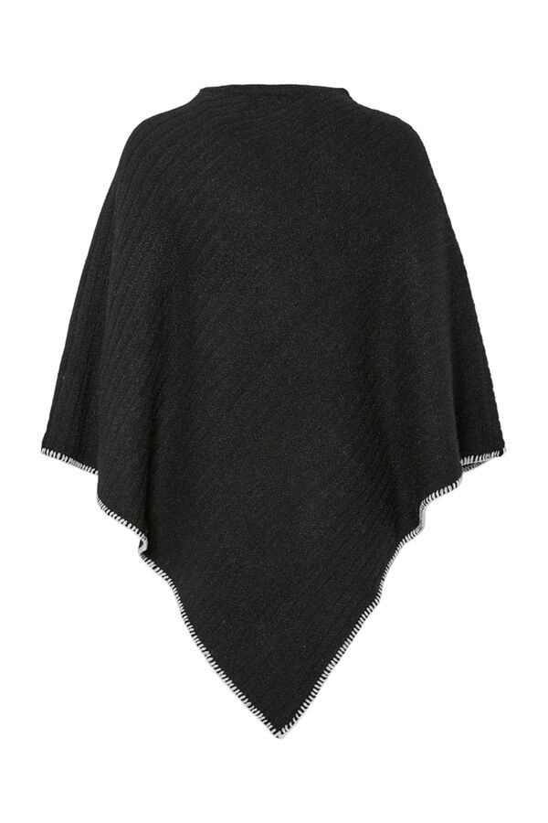 Pieces Basic poncho with contrast stitching noir