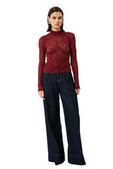 Koton Blusa de encaje texturizada rojo