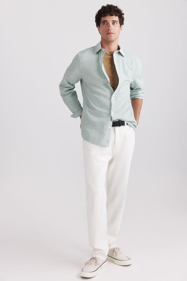 Springfield Linen-look shirt green