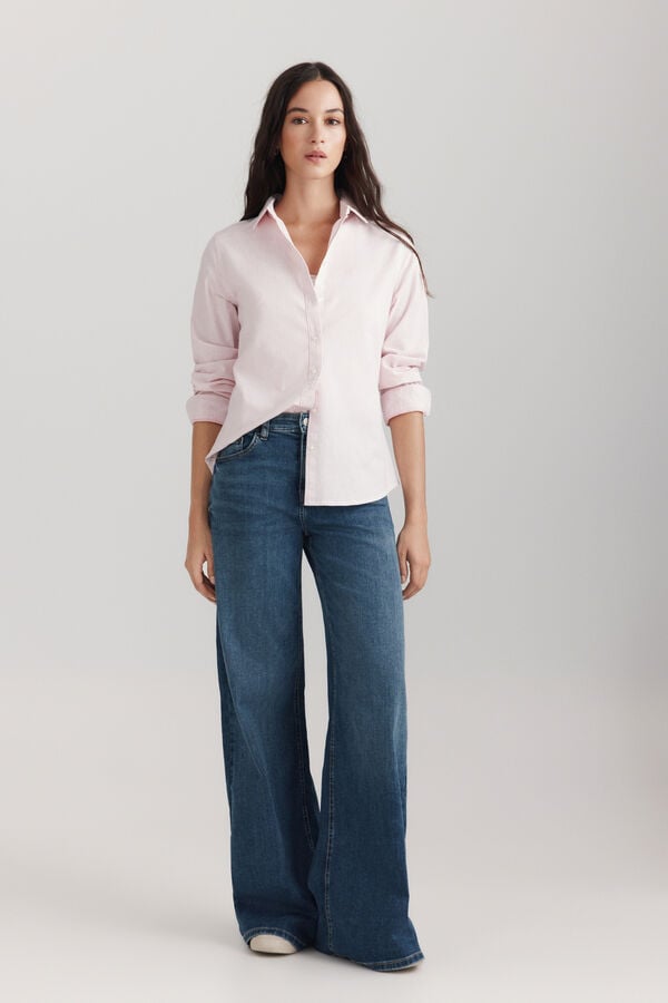 Springfield Blusa b&aacute;sica oxford rosa