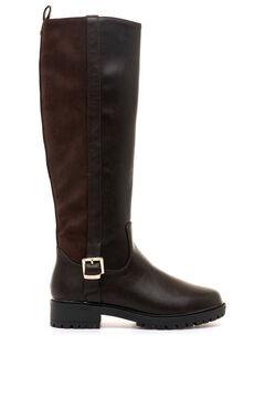 MTNG Botas de cano alto biker com fivela e sola dentada