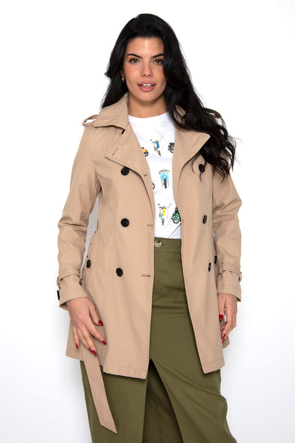 Springfield Buttoned trench coat with belt smeđa