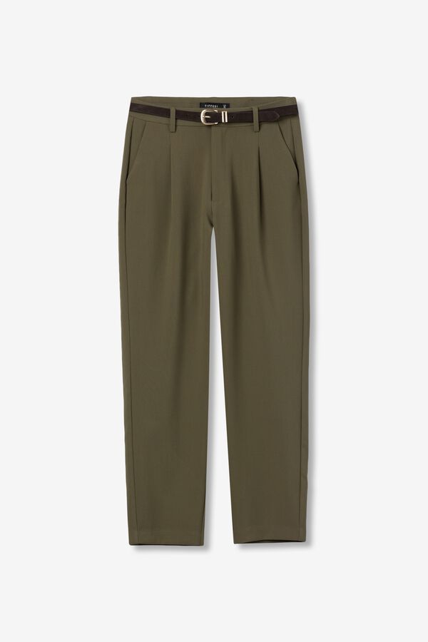 Tiffosi Mid-rise pleated trousers beige