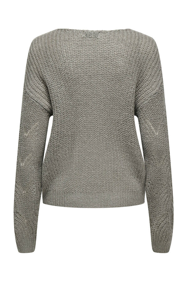 JDY Lurex V neck jumper grey