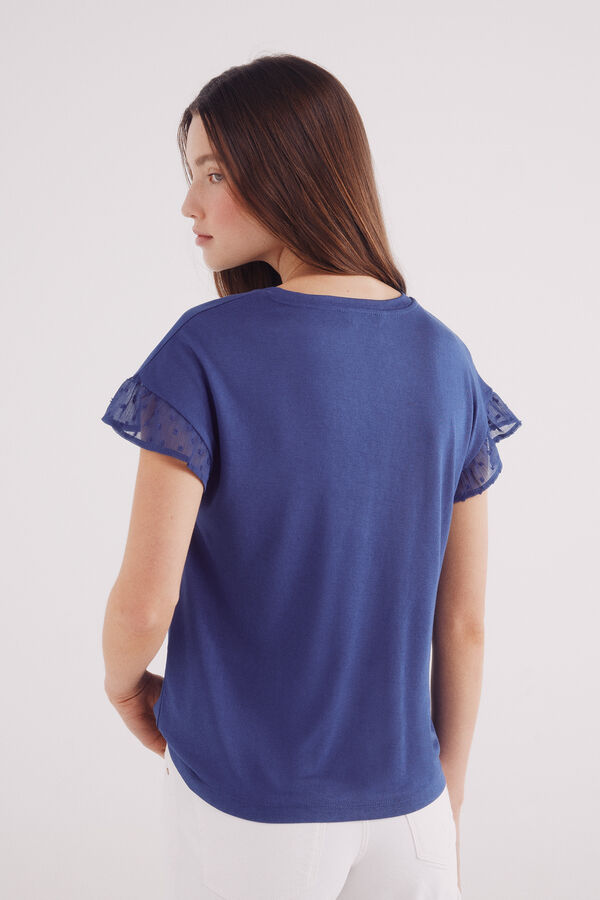 Springfield plumetis ruffle sleeve -shirt printed