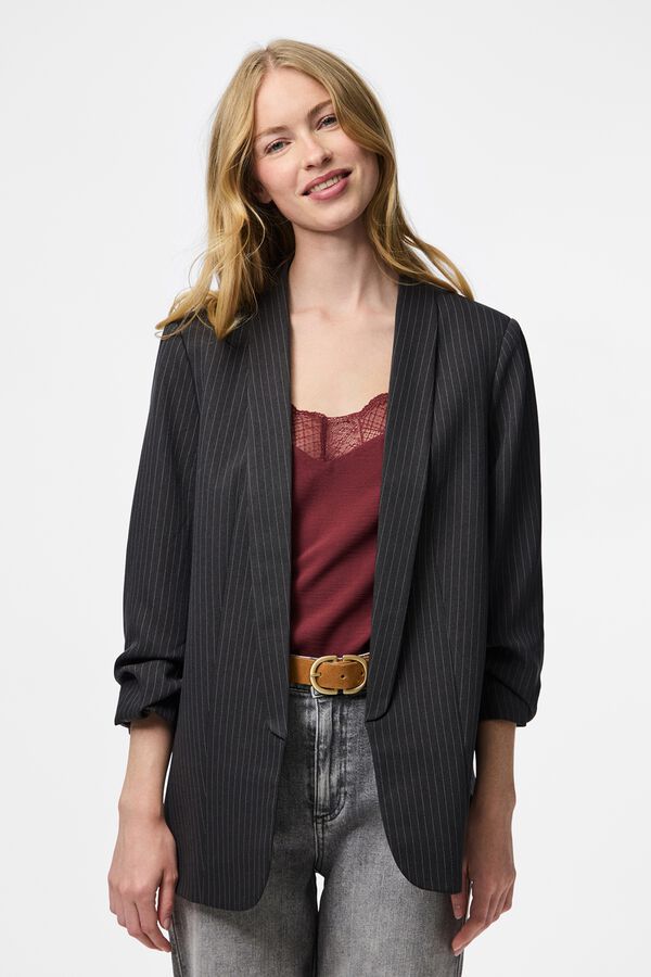 Pieces Striped blazer grey