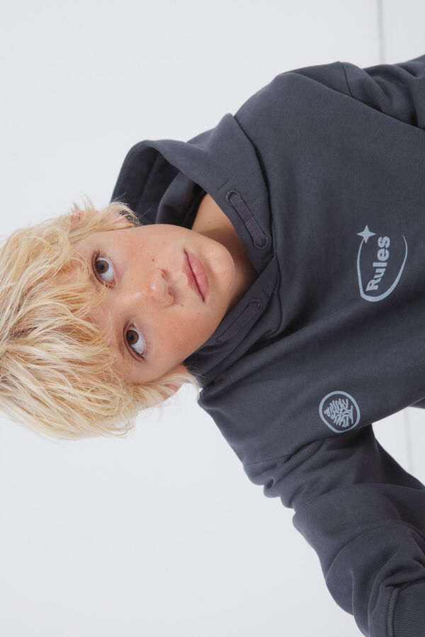 Springfield Kids Sweatshirt "Abrace a bagun&ccedil;a" para capuz cinzento