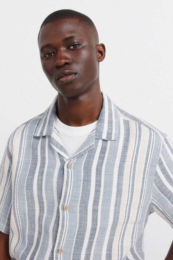 Springfield Rustic striped short sleeve shirt blue