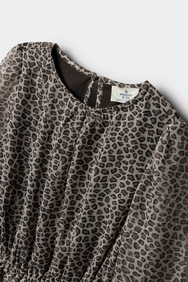 Springfield Kids Vestido estampado animal para meninas castanho