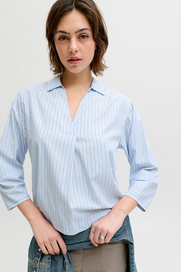 Jack & Jones Poplin long sleeve blouse blue