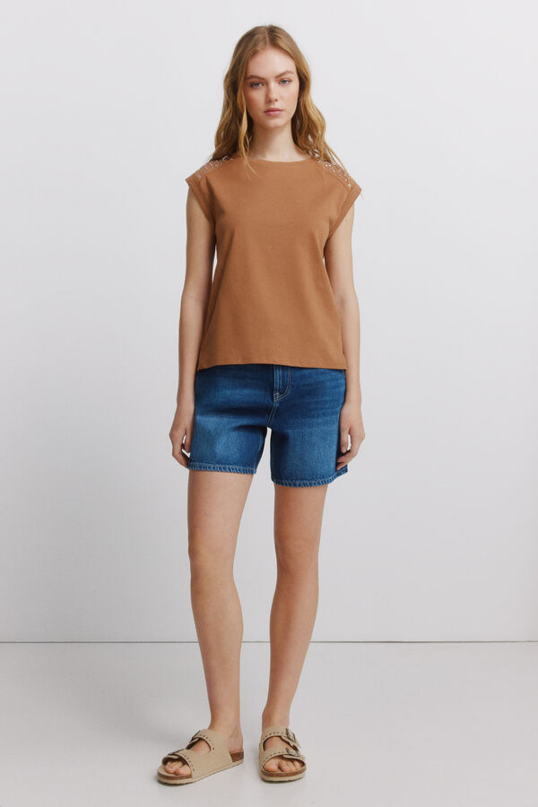 Springfield Folded sleeve T-shirt blue