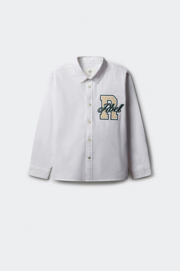 Springfield Kids Camisa Oxford patch para meninos branco