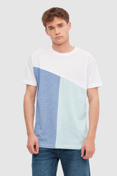 Springfield Camiseta Textura Color Block blanco