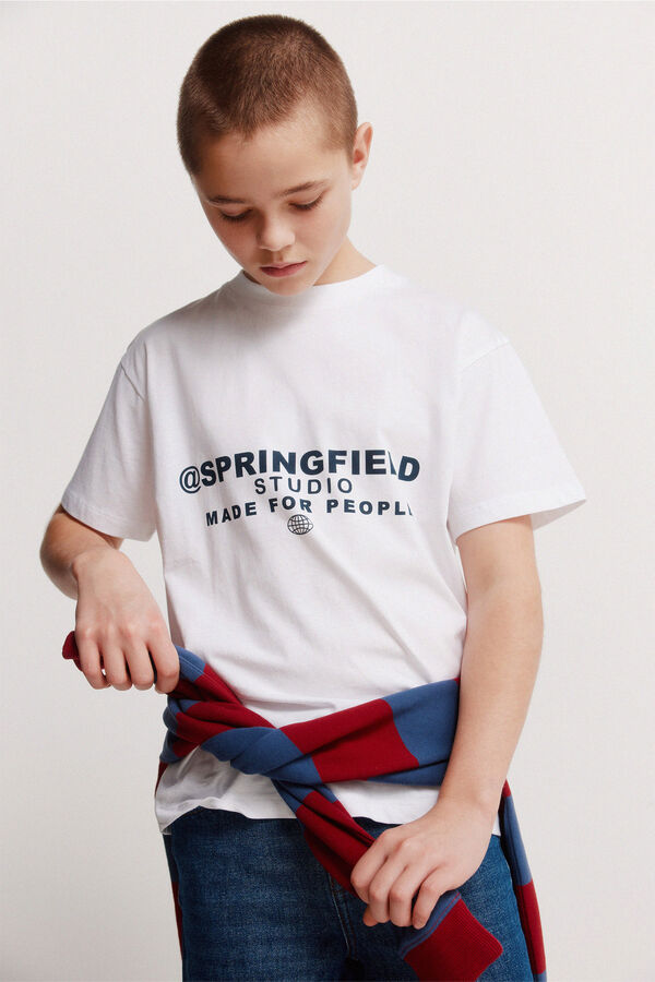 Springfield Kids Dečija majica sa kratkim rukavima &scaron;irokog kroja Bela