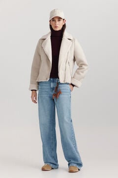 Springfield Short faux suede faux shearling coat