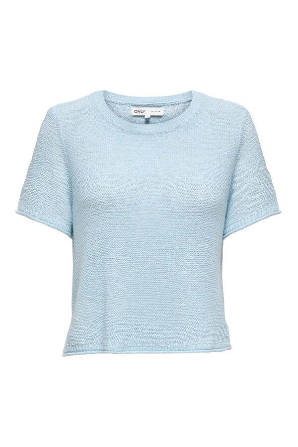 Only Strick-Kurzarm-Shirt Blau