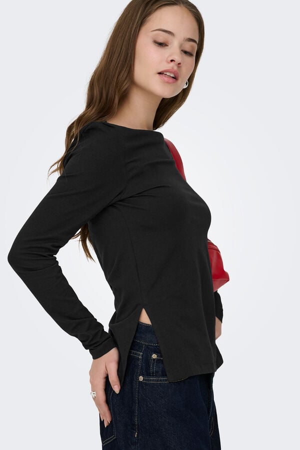 Only Langarm-T-Shirt Schwarz