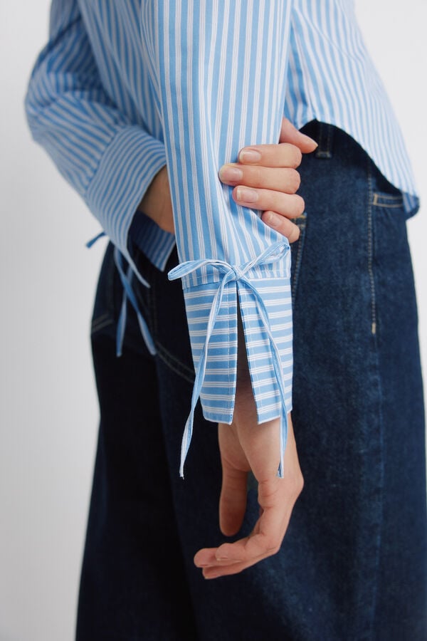 Springfield Fitted cotton shirt blue