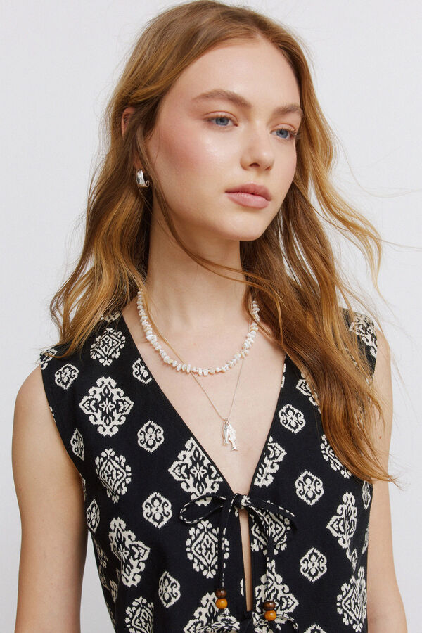 Springfield Ethnic print gilet black